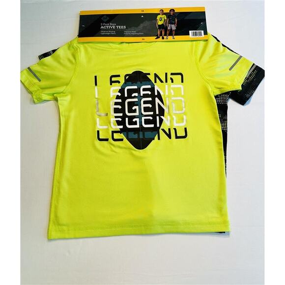 Member's Mark Boy's 2-Pack Active Tees Chartreuse/ Camo, Size 5/6 - Picture 3 of 3